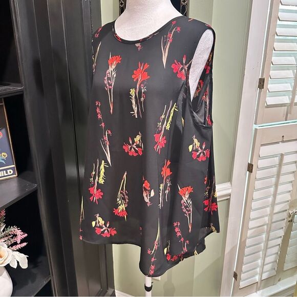 Vince Camuto Cold Shoulder Botanical Print Blouse – Size M - Picture 7 of 11